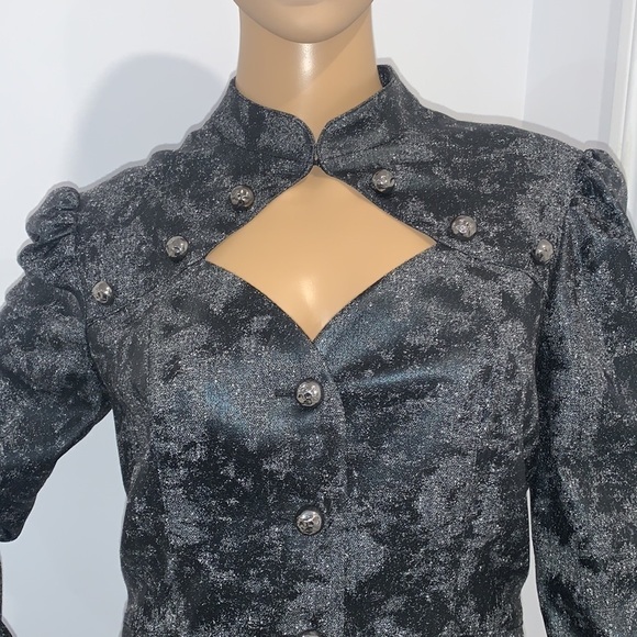 Joseph Ribkoff faux leather Gray Black two pieces Suit Blazer and skirt size 10 - Picture 4 of 16